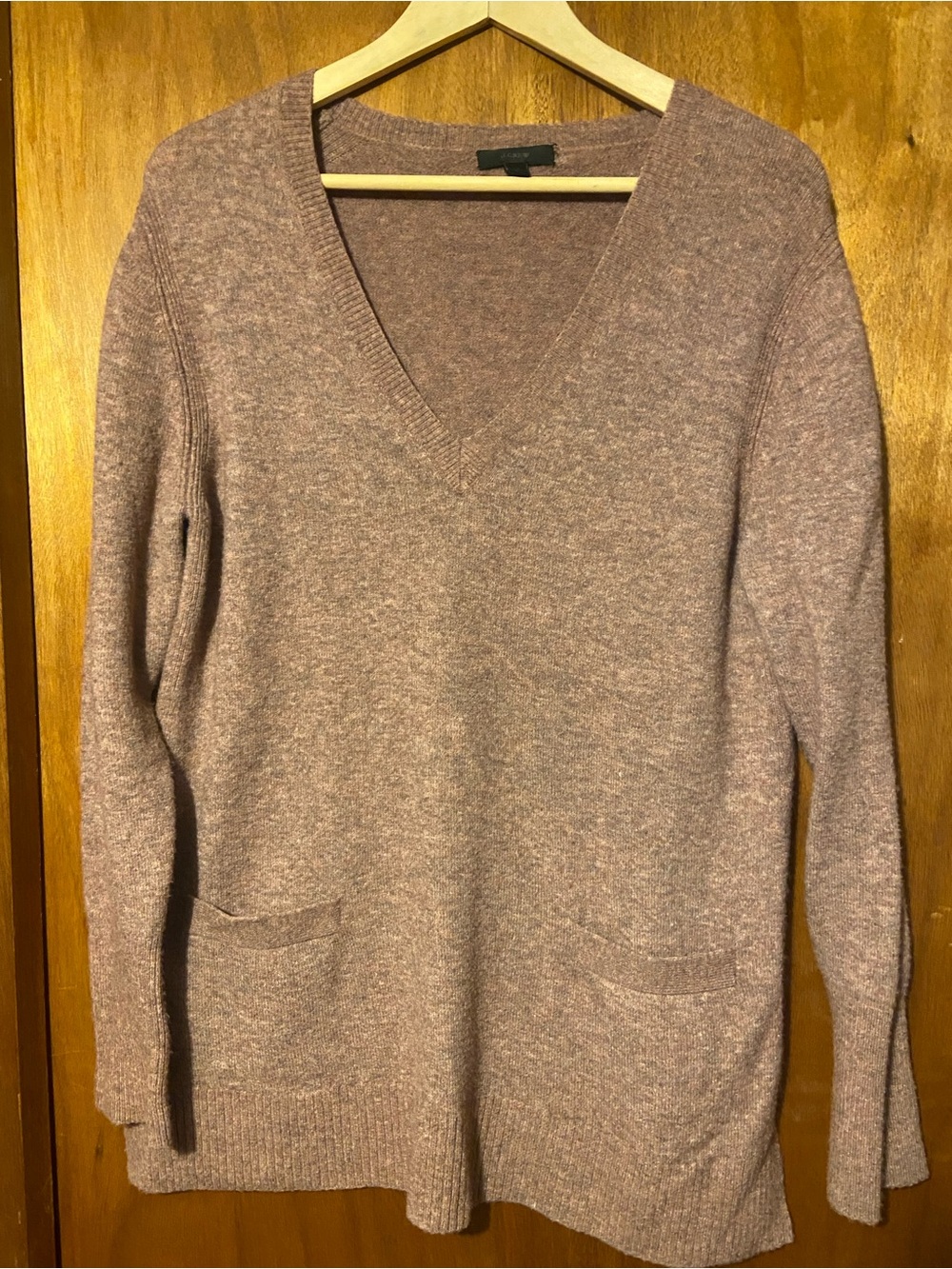 J. Crew Mauve V-Neck Pocket Sweater